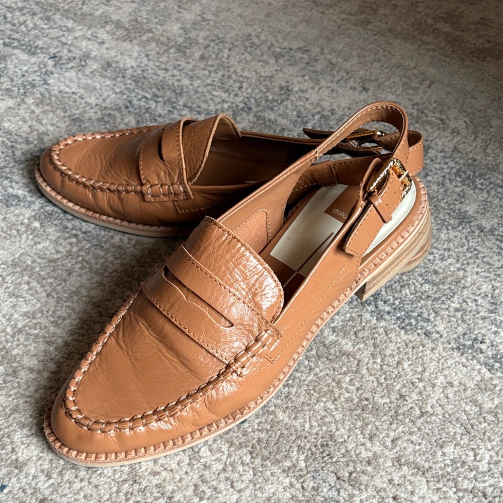 Dolce Vita Hardi Tan Crinkle Leather Loafers
